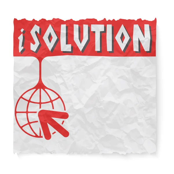 Papier froissé avec titre de la solution et icône du globe — Image vectorielle