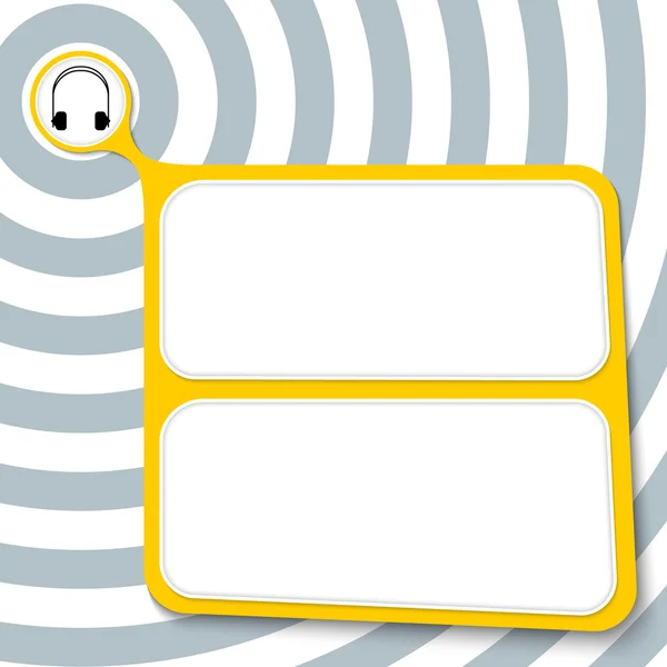 Abstraktní žluté pole pro text a sluchátka — Stockový vektor