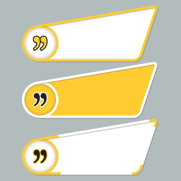 Yellow boxes for your text with quotation mark — Stock Vector
