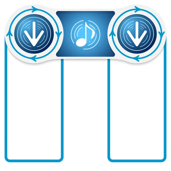 Dwa okrągłe połączone pola za swój symbol tekst i muzyka i — Wektor stockowy