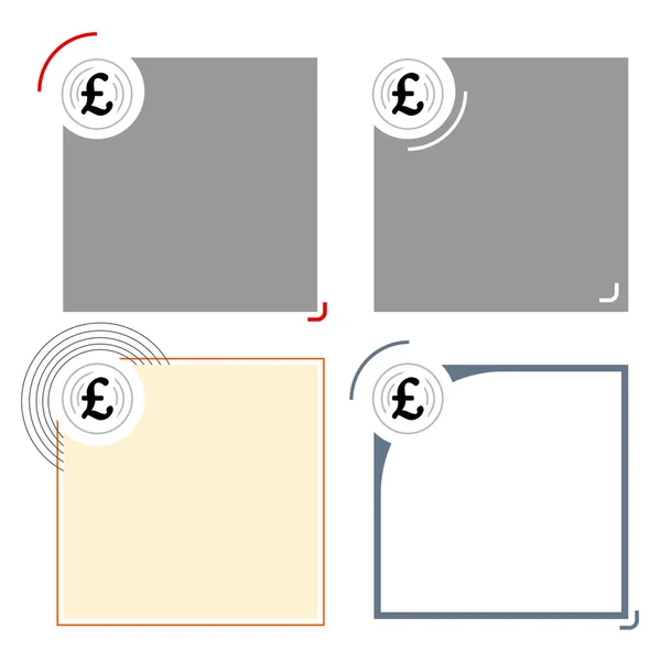 Cuatro marcos de texto diferentes para su texto y libra esterlina symb — Archivo Imágenes Vectoriales