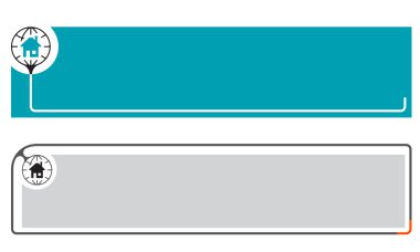 Küre ve ana sayfa simgesi olan, metniniz için basit Banner