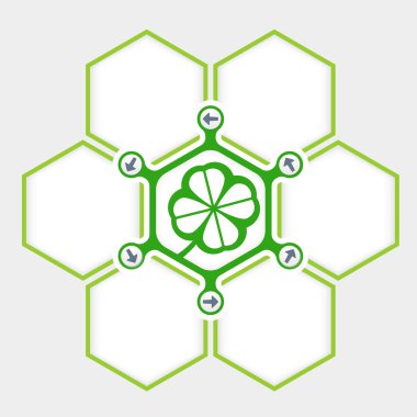 Metniniz ve yonca yaprağı için soyut altıgenler