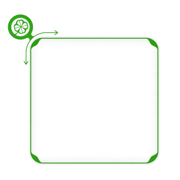 Vector green box to fill your text and cloverleaf — Stock Vector