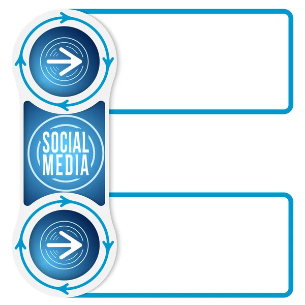 Dos cajas circulares conectadas para su texto e icono social y un — Vector de stock