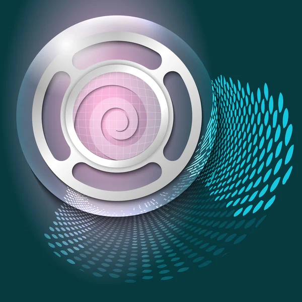 Vector abstract background and silver object with spiral icon — Stock Vector