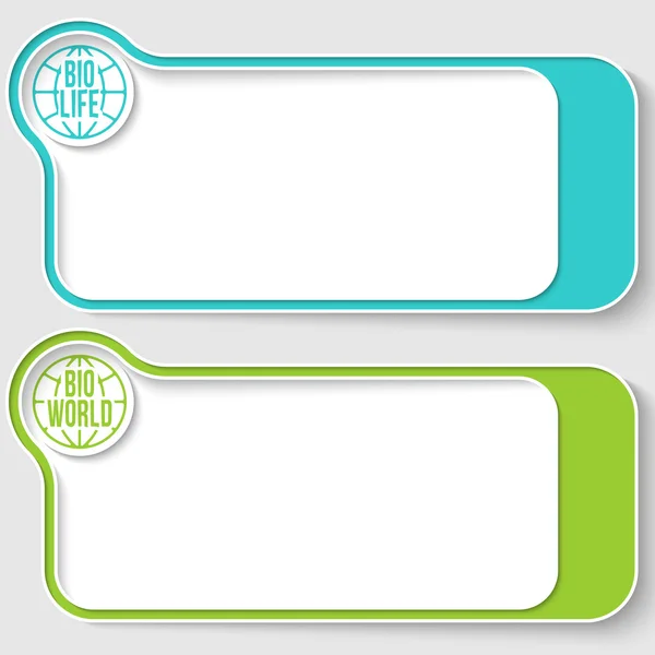 Two vector text boxes for your text and globe and bio icon — Stock Vector