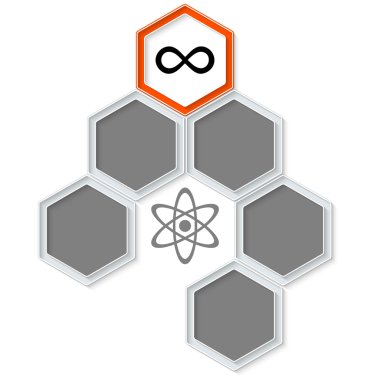 Metin ve sonsuzluk sembolü için altı renkli altıgenler