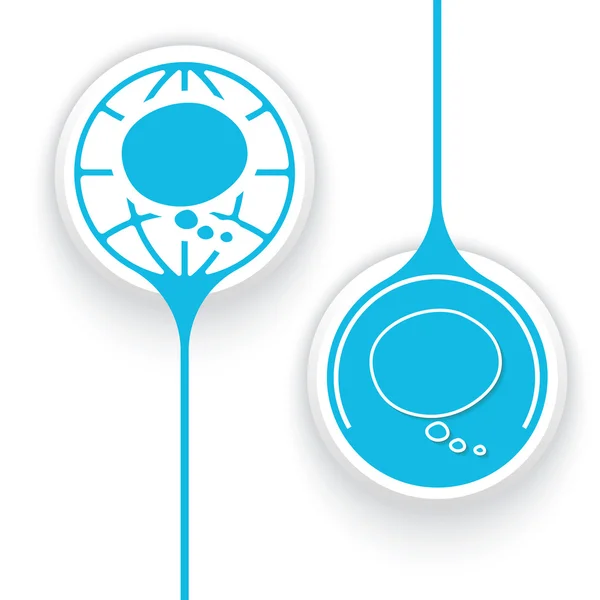 Deux objets vectoriels et symbole globe et bulle vocale — Image vectorielle