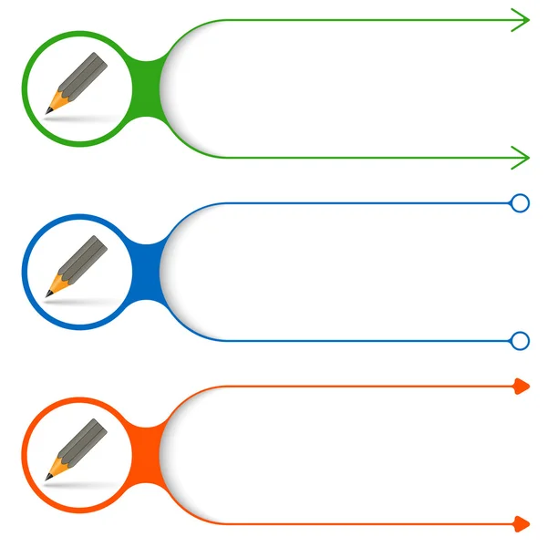 Tres marcos vectoriales para su texto y lápiz — Vector de stock