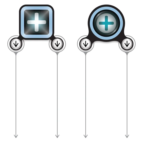 Due cornici astratte per il testo e il simbolo plus — Vettoriale Stock
