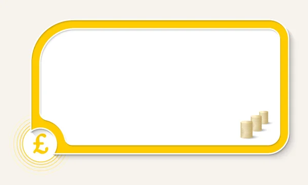Casella di testo gialla per il tuo testo e simbolo sterlina — Vettoriale Stock