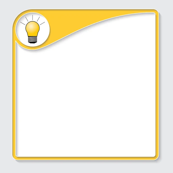 Caixa amarela para o seu texto com ícone de alvo e lâmpada — Vetor de Stock