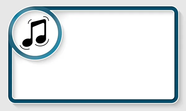 Blue text frame and white circle box with music symbol — Stock Vector