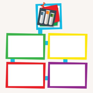 Test tüpleri ile metin için dört renkli çerçeveler
