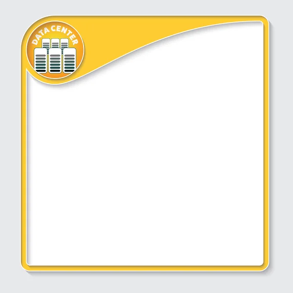 Boîte jaune pour votre texte avec cible et datacenter — Image vectorielle