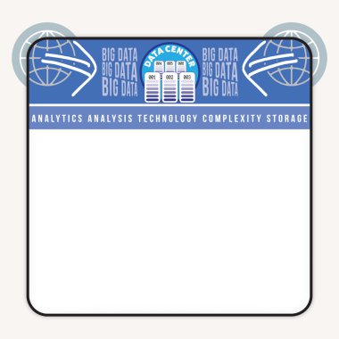 Metin ve küre simgesi ve oklar ve veri doldurmak için vektör kutusu 