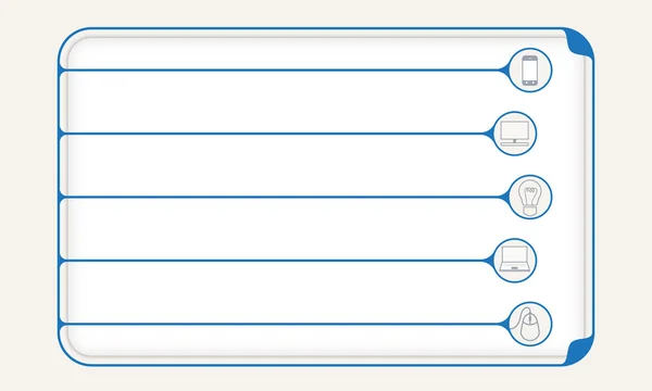Blå enkel ruta att fylla din text och olika ikoner — Stock vektor