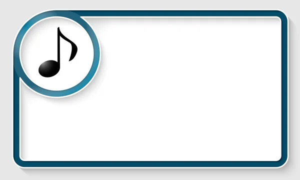 Moldura de texto azul e caixa de círculo branco com símbolo de música — Vetor de Stock
