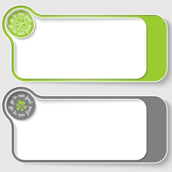 Two vector text boxes for your text and raw food icon — Stock Vector