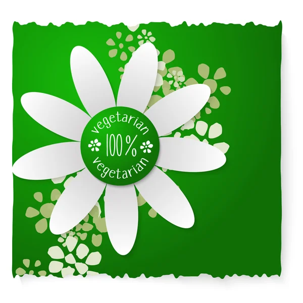 Abstract white flower and vegetarian icon — Stock Vector