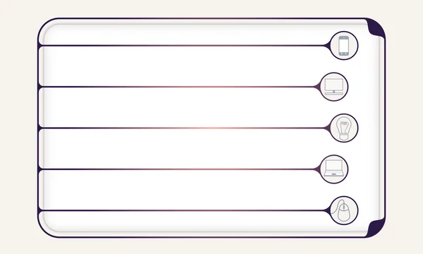 Eenvoudige vakken in te vullen uw tekst en de verschillende pictogrammen — Stockvector