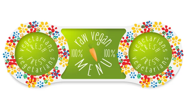 Two circular connected boxes and raw vegan menu icon — Stock Vector