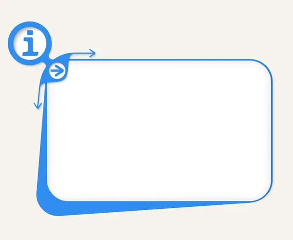 Caixa azul vetorial para preencher o seu texto e símbolo de informação — Vetor de Stock