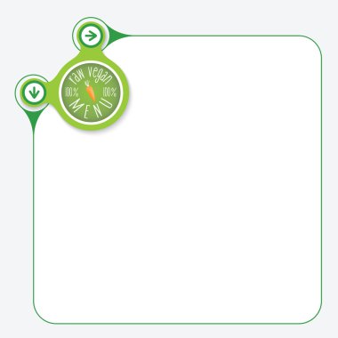 Metin ve vejetaryen menü simgesi yeşil çerçeve