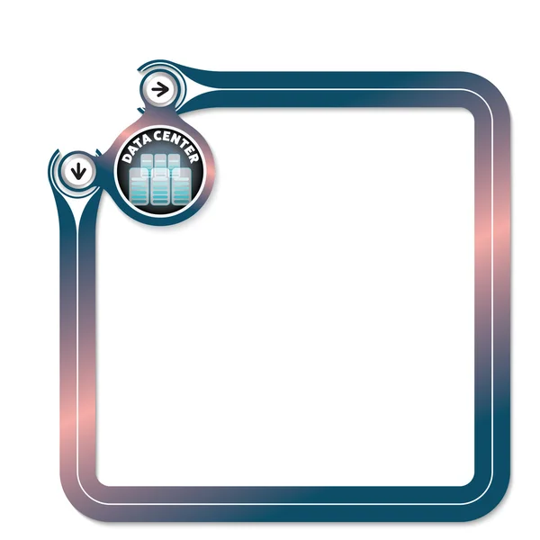 Cornice blu per il tuo simbolo del testo e del globo e icona del computer — Vettoriale Stock