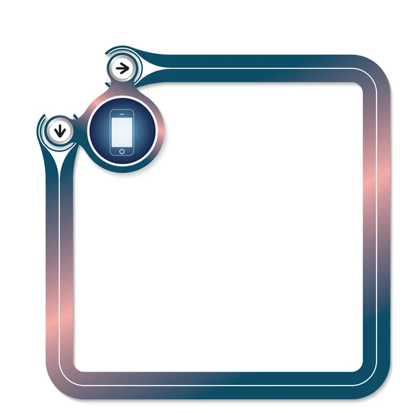 Cornice blu per il tuo simbolo di testo e globo e icona dello smartphone — Vettoriale Stock
