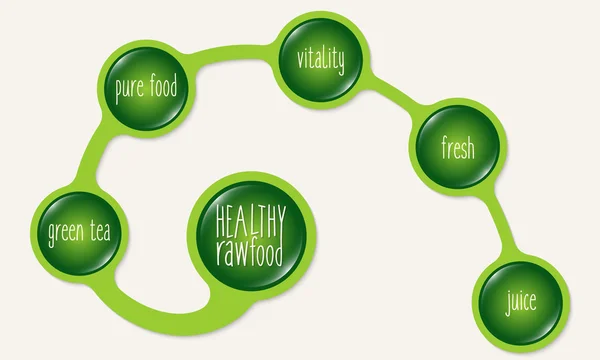 Marcos circulares verdes e icono de la comida saludable — Archivo Imágenes Vectoriales