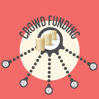 Vektör dairesel nesneyle Tema Crowd finansman