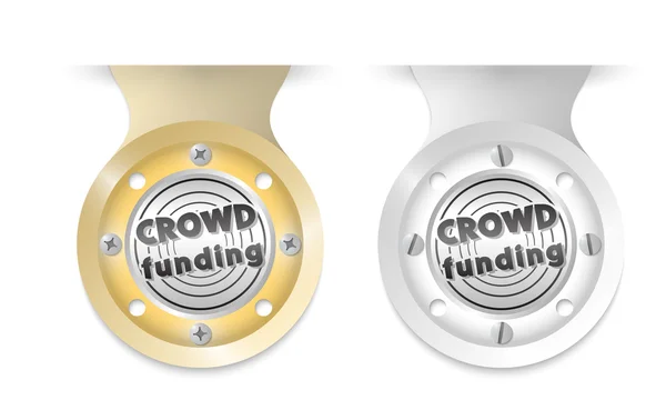 Oggetto d'oro e d'argento e icona del crowdfunding — Vettoriale Stock