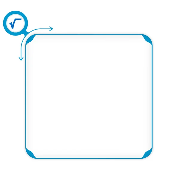 Casella blu vettoriale per riempire il testo e la radice quadrata — Vettoriale Stock