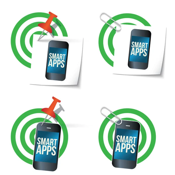 Vier Ziele und Smartphone mit den Worten Smart Apps — Stockvektor
