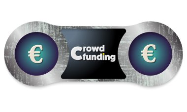 İki metal çerçeveler ve finansman kelime kalabalık çizik