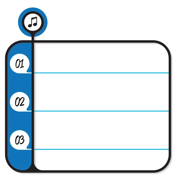 Blaues Textfeld für Ihr Text- und Musiksymbol — Stockvektor