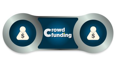 İki metal çerçeveler ve finansman kelime kalabalık çizik