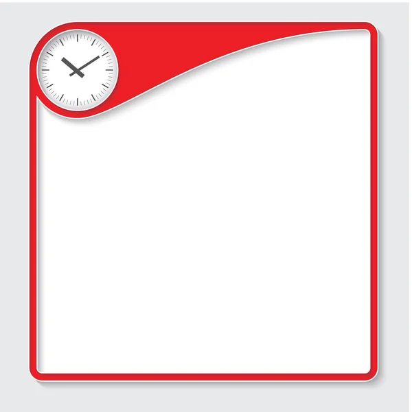 Caja roja para su texto y relojes — Vector de stock