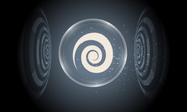 Vektör dairesel nesneler ve sarmal fütüristik arka plan