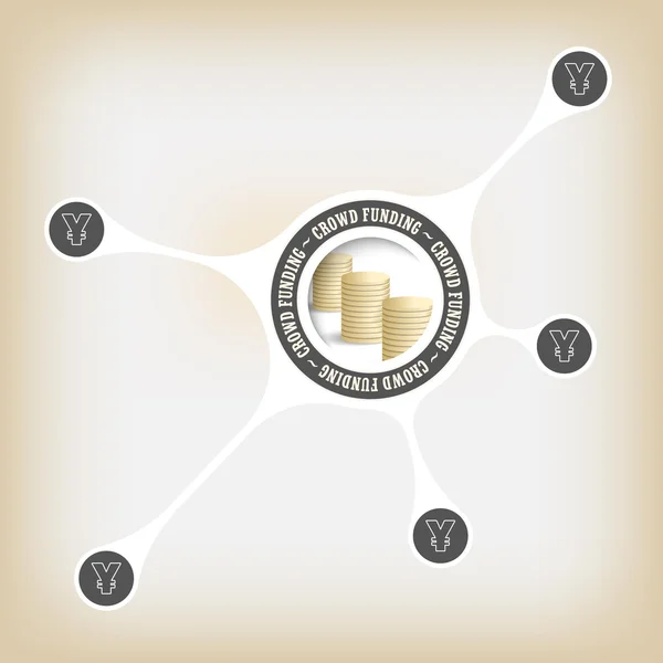 Circulaire object met thema van menigte financiering en yen symbool — Stockvector