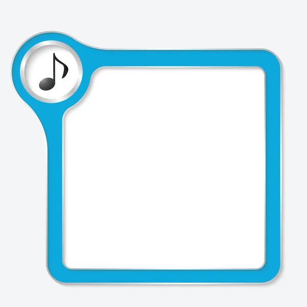 Scatola blu vettoriale per il tuo testo e simbolo della musica — Vettoriale Stock