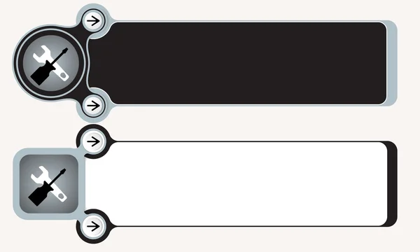 Två abstrakta lådor för din text och skiftnyckel och skruvmejsel — Stock vektor