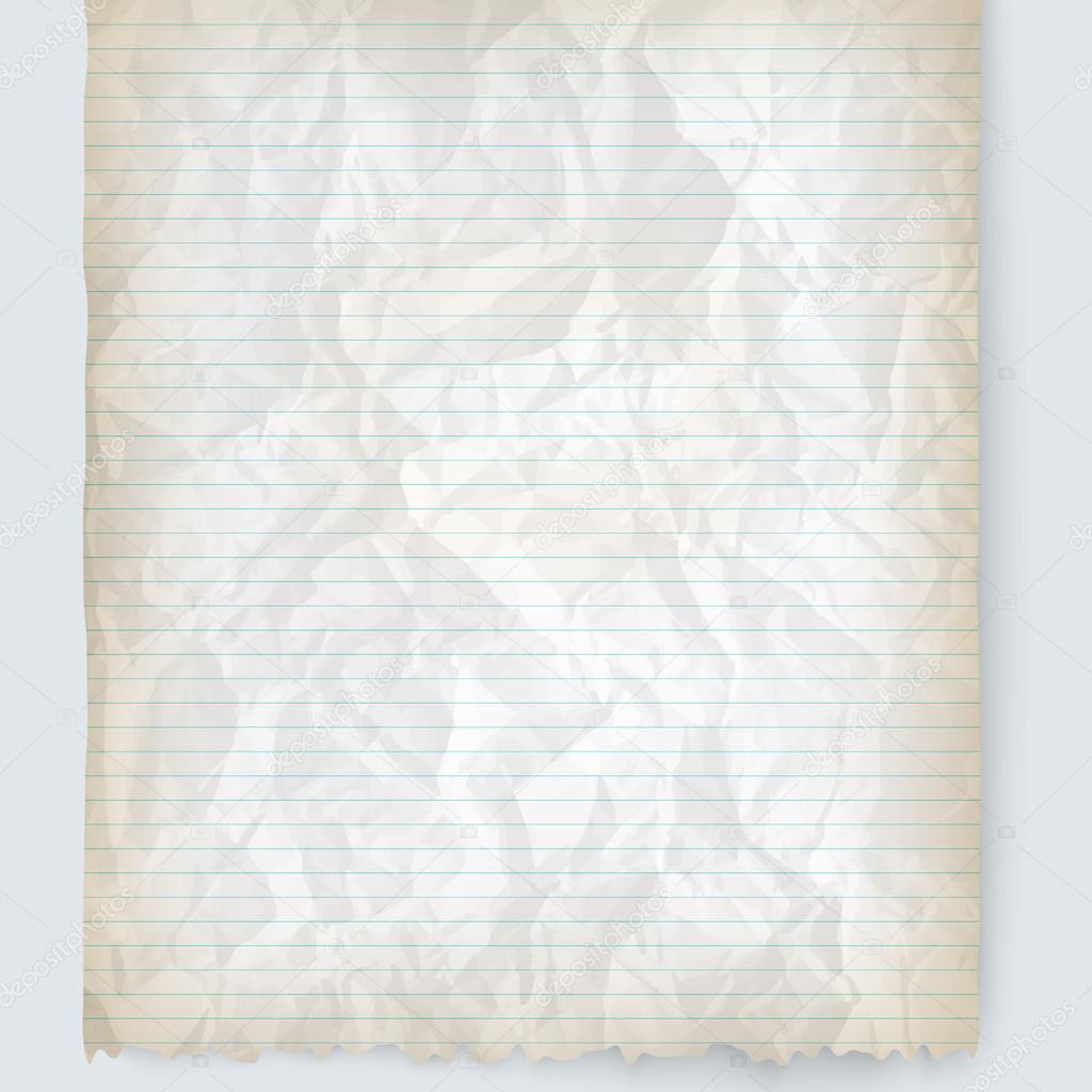 Vector crumpled lined paper for your text