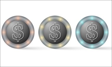 dolar simgesi olan üç simge kümesi