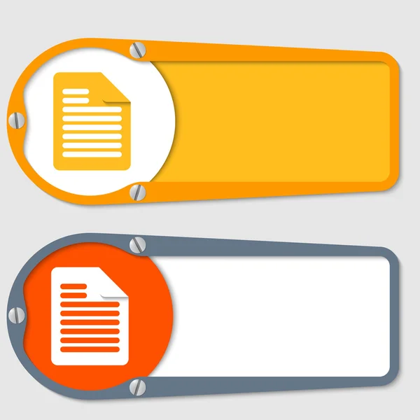 Set of two boxes for any text with document icon — Stock Vector