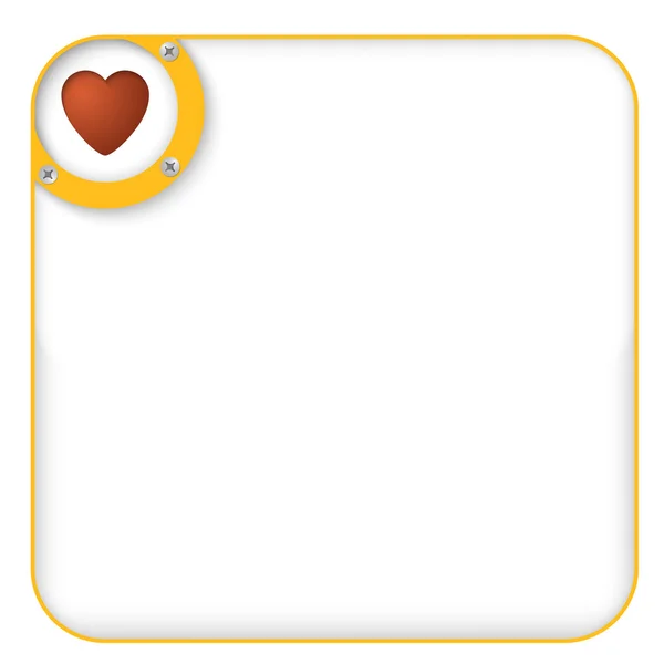 Yellow box for entering text with heart — Stock Vector