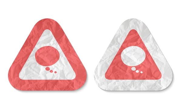 Triângulos com uma textura de papel amassado e bolha de fala — Vetor de Stock