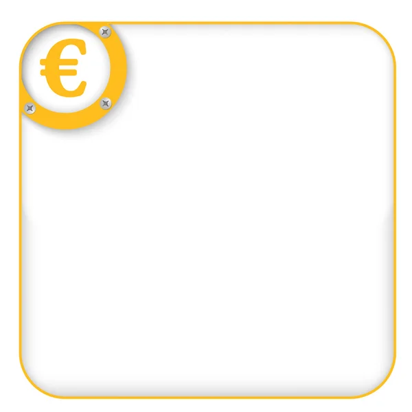 Scatola gialla per inserire testo con simbolo euro — Vettoriale Stock